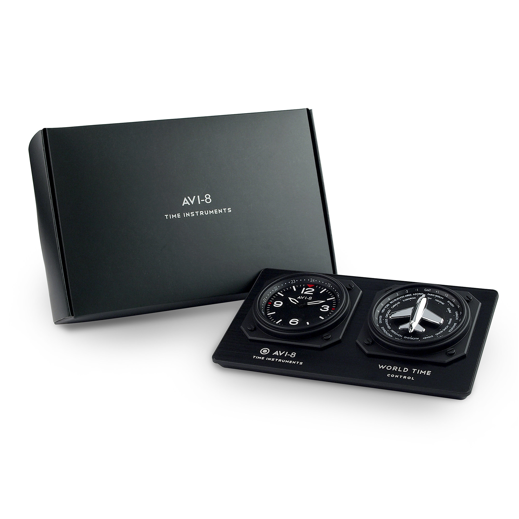 BRITISH AVI-8 WORLD TIME CONTROL GMT FLIGHT INSTRUMENT PANEL STYLE WORLD TIME CREATIVE DESK CLOCK