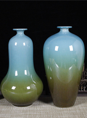 景德镇陶瓷花瓶 仿古冰裂开片插花器 中式家居客厅装饰工艺品摆件