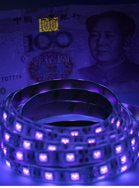 12V验钞紫光LED软灯带24V紫色UV固化 紫外线灯5050杀菌消毒医疗5V