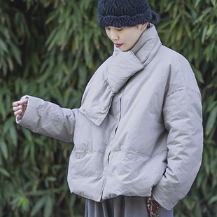 有间新中式复古文艺冬季白鸭绒羽绒服女装外套气质小个子面包服