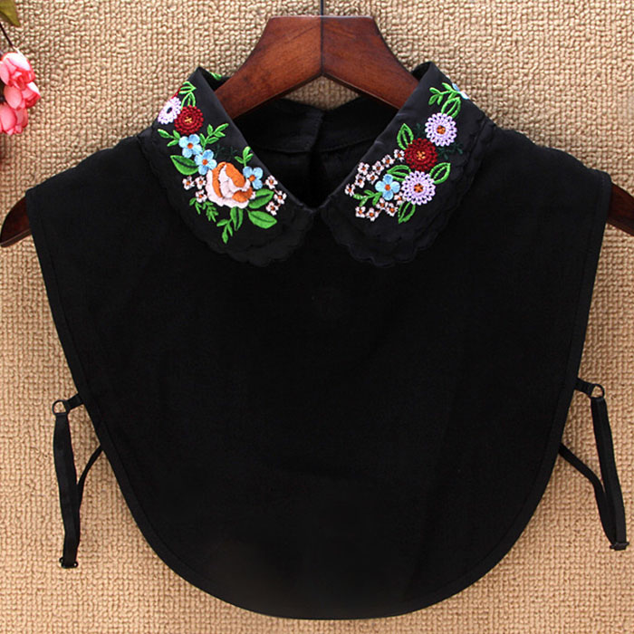 女款雪纺印花刺绣内搭假衣领