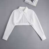 甜酷短款 2024长袖 外搭披肩韩版 女罩衫 上衣小众设计感衬衣 休闲衬衫