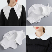 假领子女木耳边装 饰减龄娃娃领大翻领毛衣卫衣秋冬百搭假衣领韩版