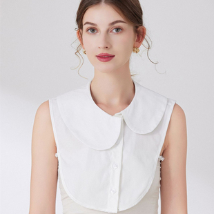 衬衫款假领子彼得潘不对称圆领可盐可甜白色文艺清新内搭假领子棉