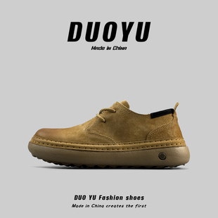 外贸男士欧洲英伦风休闲皮鞋真皮圆头舒适板鞋轻便百搭耐磨通勤鞋