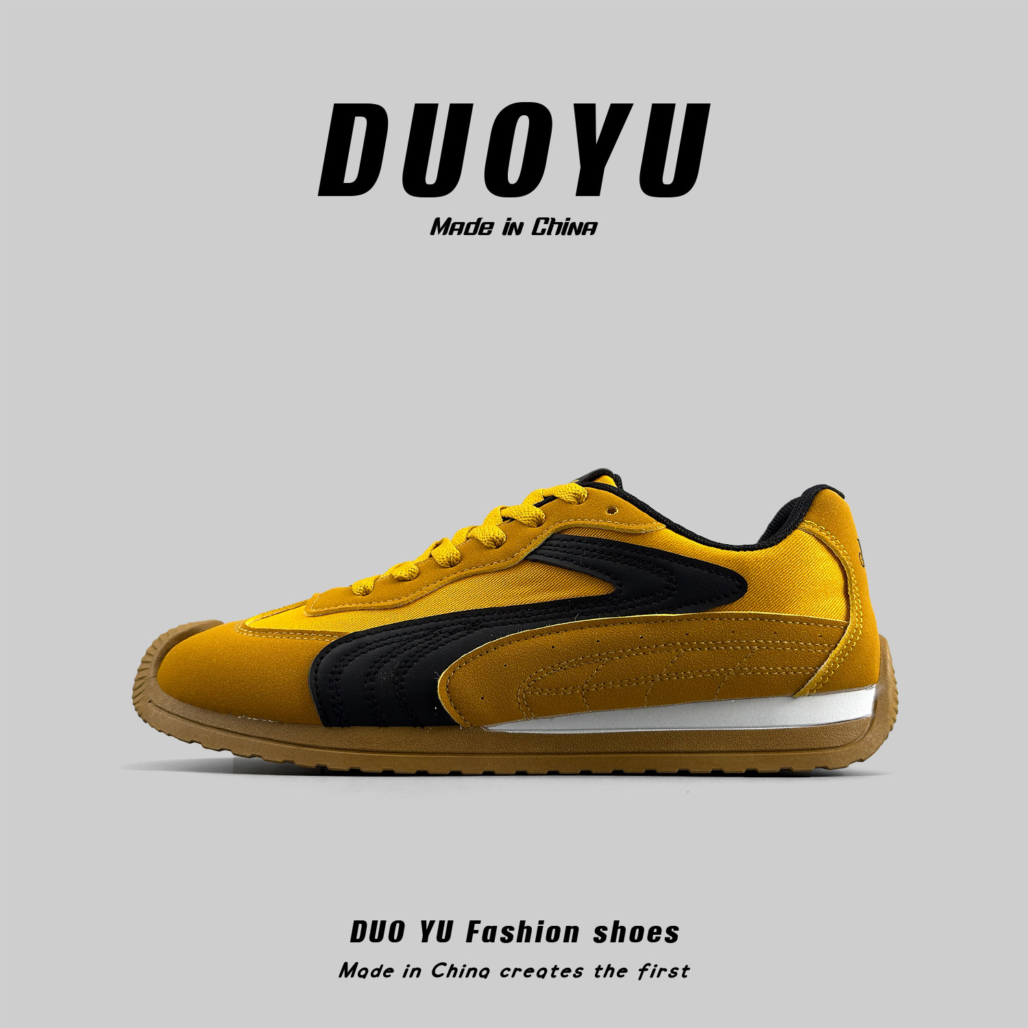 外贸男士复古风时尚德训鞋黄色阿甘鞋透气赛车鞋休闲百搭潮流板鞋