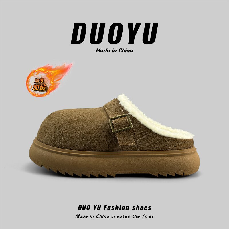外贸男士加绒保暖勃肯鞋冬季一脚蹬包头拖鞋室内防滑厚底棉拖鞋男,流行男鞋,包头拖,淘宝优惠券,粉丝福利购,淘宝优惠卷