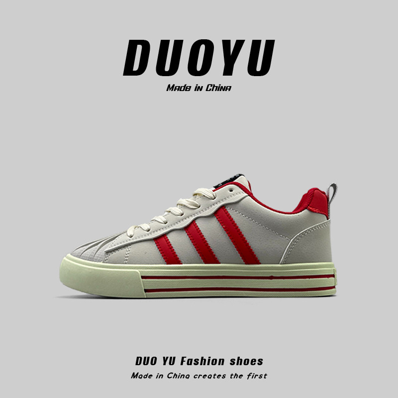 外贸男鞋贝壳头舒适百搭休闲鞋厚底增高滑板鞋复古翻毛皮运动板鞋