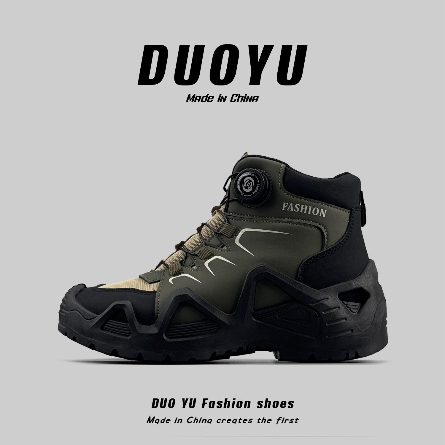 旋转纽扣马丁靴户外登山鞋机车靴