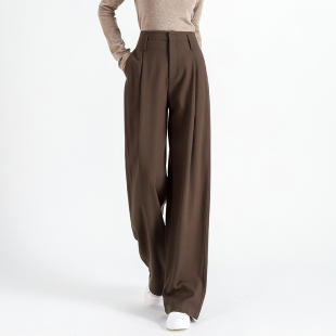 咖色阔腿裤 拖地长裤 西装 女高腰垂感宽松休闲直筒裤 裤 2025秋冬新款