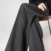 裤 女秋冬2025新款 灰色毛呢阔腿裤 醋酸羊毛西装 加绒加厚直筒长裤 子