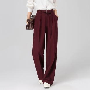 子 裤 安可拉红阔腿裤 女秋冬2025高腰垂坠感高级设计感休闲直筒西装