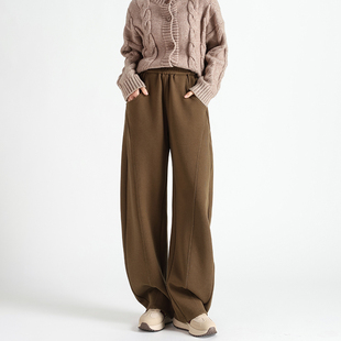 卫裤 美拉德羊毛阔腿裤 显瘦镰刀裤 垂感休闲运动裤 女秋冬高腰香蕉裤