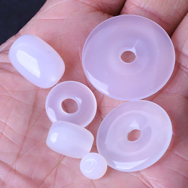 天然白玛瑙桶珠散珠半成品鼓珠diy手工饰品文玩平安扣佛珠配件