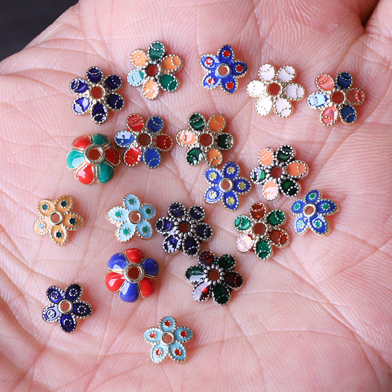 景泰蓝花托隔片DIY耳环串珠配件