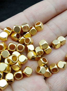 新款黄铜小方珠隔珠散圆珠切角方形珠子手工手链项链饰品材料配件