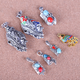 项链挂坠男生吊坠狗牙套包银挂饰藏银合金饰品手工制作配件