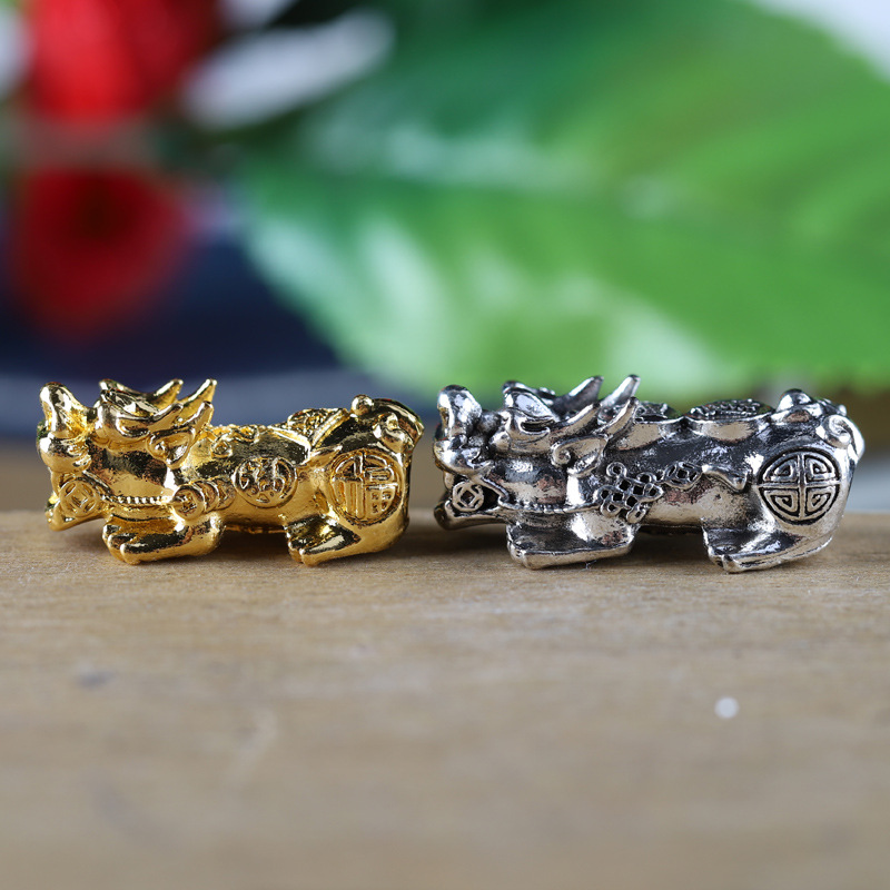 diy金色貔貅编绳手链藏银