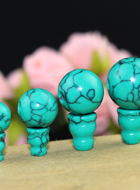 佛珠手串配件 品质优化绿松石藏式三通佛头 DIY饰品配件 天然合成