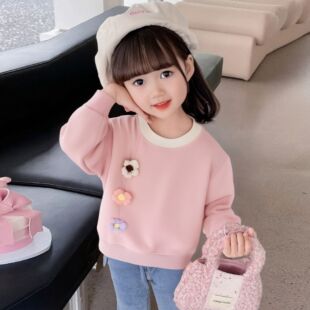 女童卫衣春秋款新款小女孩宝宝秋季早秋上衣小童儿童加绒衣服