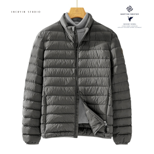 简约风 轻薄立领羽绒服男休闲羽绒衣 质感25D尼龙云朵系列鹅绒男士