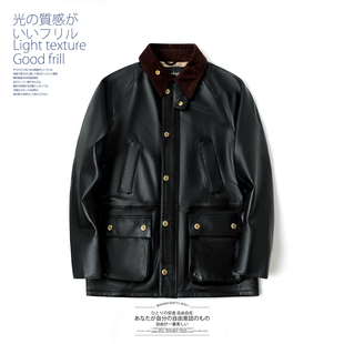 复古猎装 英式 男士 质感日供枥木牛皮 皮衣男户外休闲外套皮衣 手工