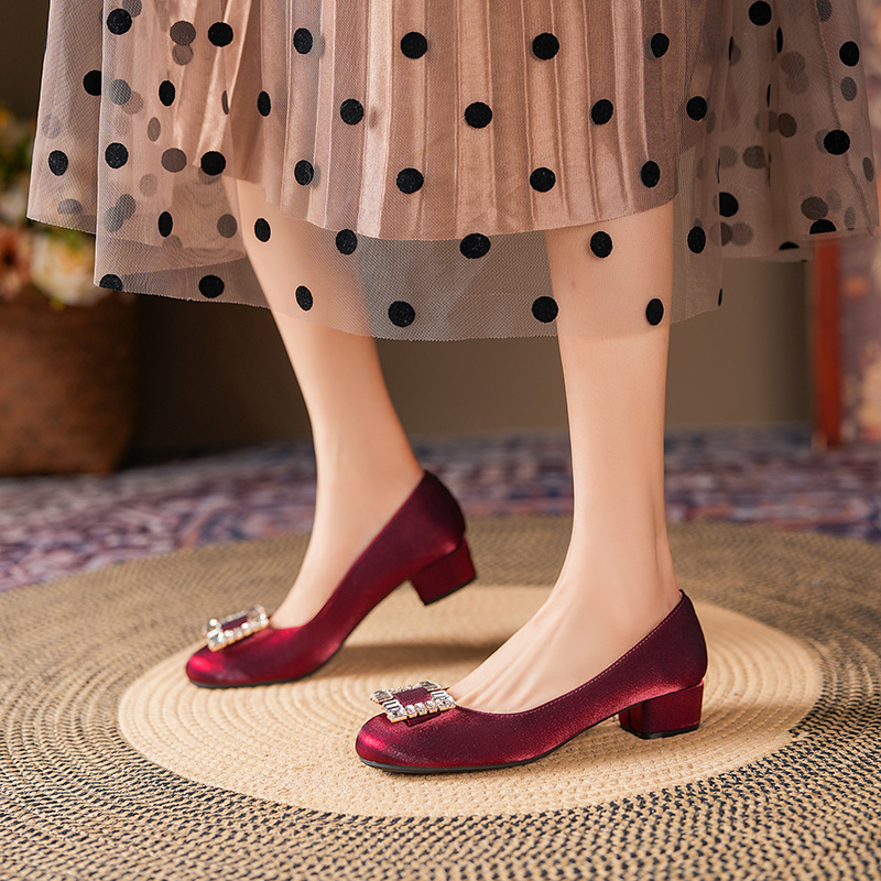 妈妈旗袍婚鞋高端红色喜婆婆婚宴