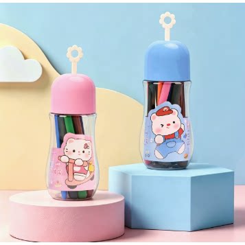 12色筒装不脏手丝滑蜡笔幼儿园宝宝涂鸦画画可水洗彩绘棒