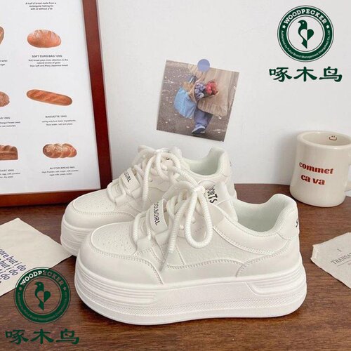 啄木鸟春秋厚底休闲运动小白鞋女