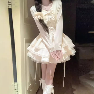 女童大童法式甜美蓬蓬连衣裙子早春秋季洋气穿搭蛋糕裙两件套套装