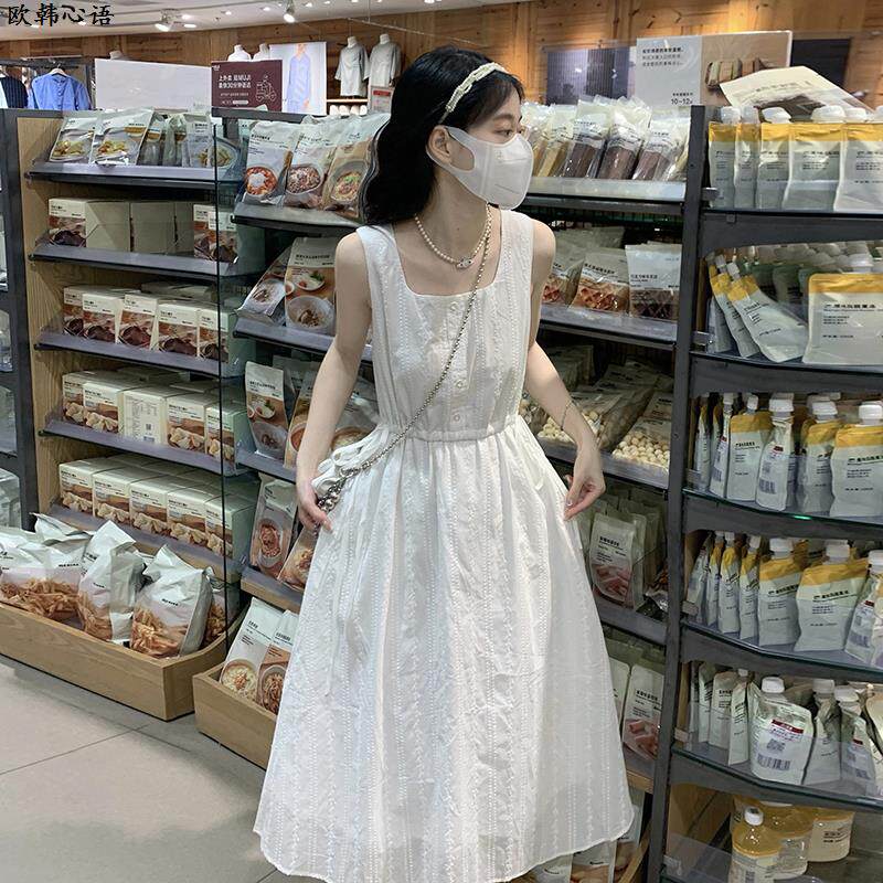 白色吊带连衣裙少女夏装20图片
