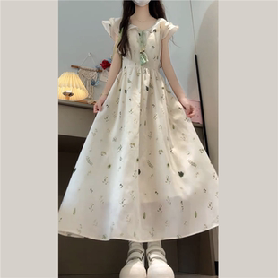 文艺少女学院风碎花连衣裙2026夏装新款初高中学生收腰荷叶袖长裙