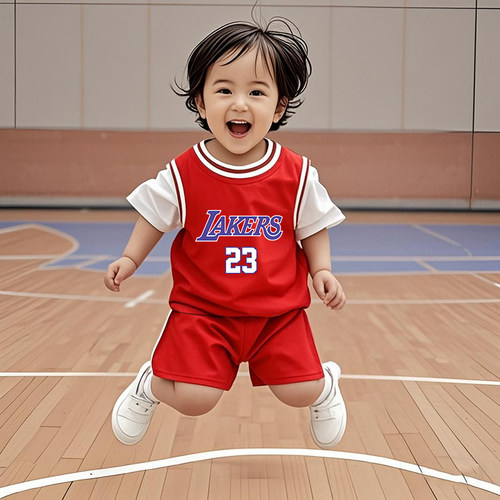 纯棉夏季套装女运动短袖套装宝宝运动衣服小孩男篮球服装儿童短裤