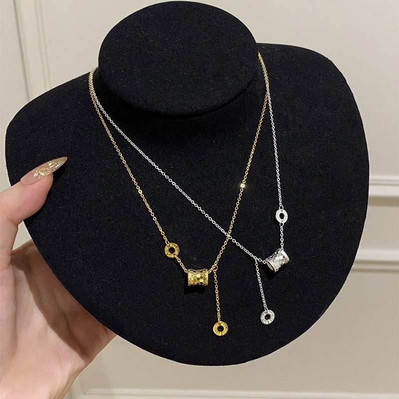 轻奢S925纯银转运珠项链女款小众蜂巢小蛮腰鱼鳞流苏锁骨链高级感