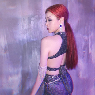 舞蹈之家装闪亮银丝爵士舞蹈服女韩版现代舞ds演出服韩舞服0.005