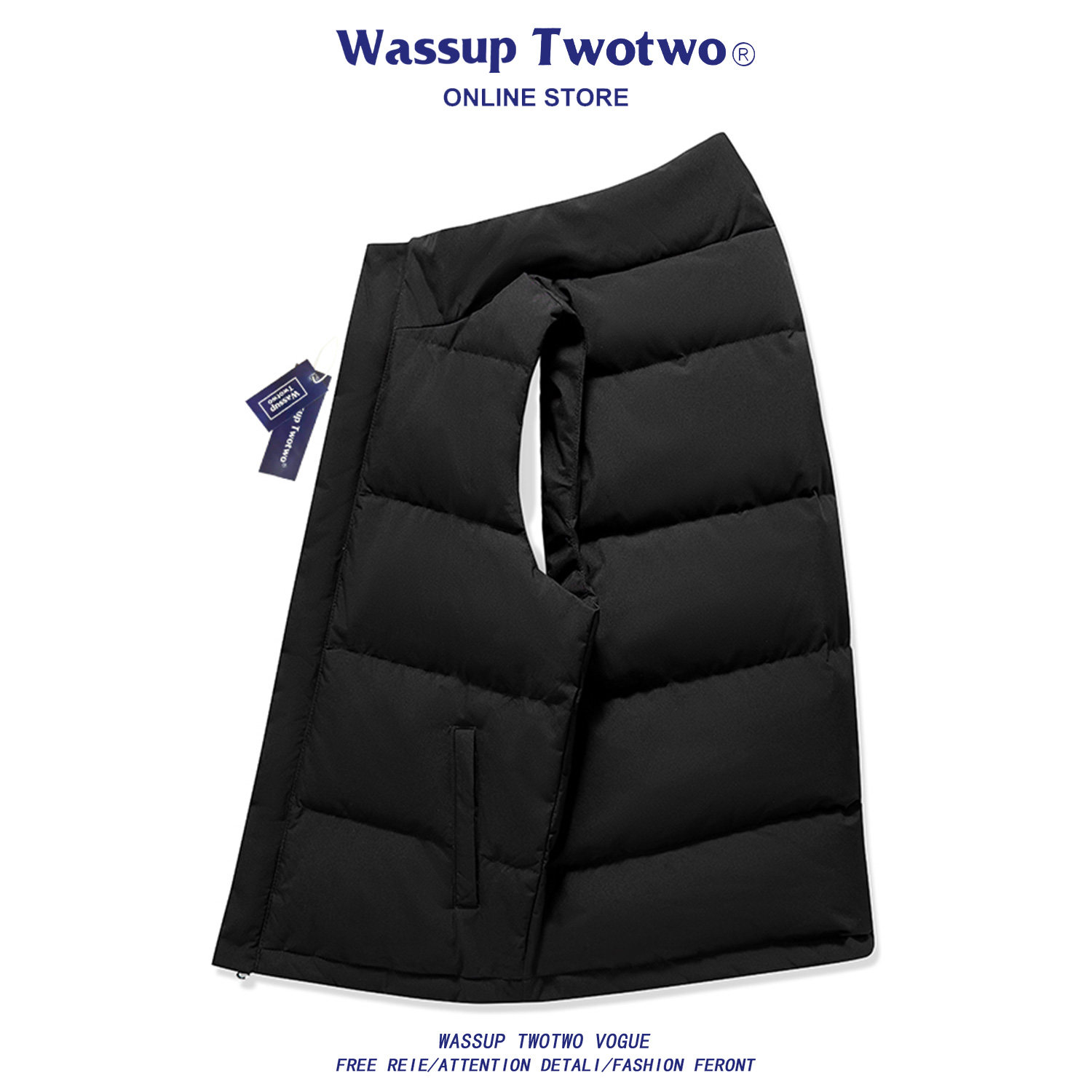 WASSUP TWO TWO美式坎肩羽绒马甲百搭休闲秋冬季白鸭绒工装外套男,男装,羽绒马甲,淘宝优惠券,粉丝福利购,淘宝优惠卷