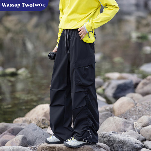 WASSUP TWO TWO户外登山防泼水冲锋裤轻量化大口袋机能伞兵工装裤