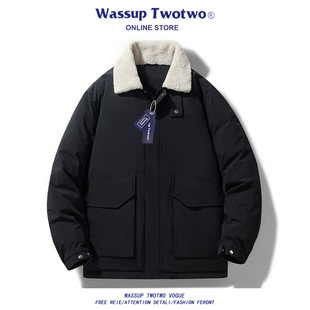 TWO 百搭保暖翻领男女款 TWO情侣羽绒服短冬季 时尚 外套 新款 WASSUP