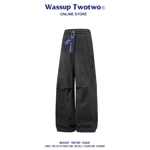 WASSUP TWO TWO美式简约复古直筒裤男款春秋潮牌宽松阔腿休闲长裤