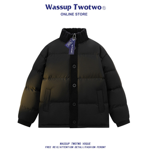 拼接加厚立领棉服男复古情侣宽松保暖百搭棉衣 TWO冬季 WASSUP TWO