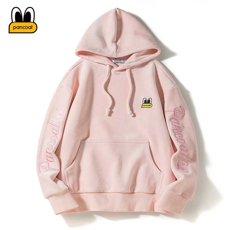 PANCOAT 卫衣女潮2021秋冬新款ins连帽外套加绒加厚刺绣套头上衣