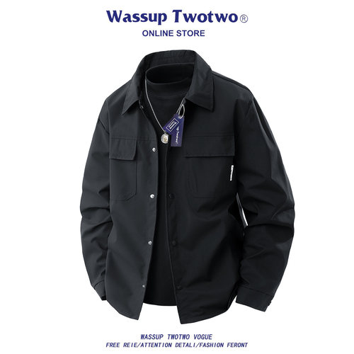 WASSUP TWO TWO2025新款春秋季潮牌时尚百搭宽松工装衬衫翻领夹克