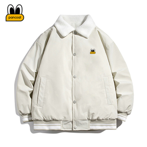 PANCOAT 秋冬季新款翻领羊羔绒棉衣男加厚棉服情侣外套潮牌棉袄男