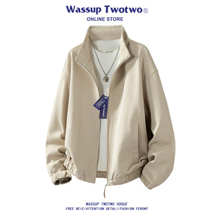 轻熟风运动休闲高级感上衣 TWO日系针织夹克外套男春季 WASSUP TWO