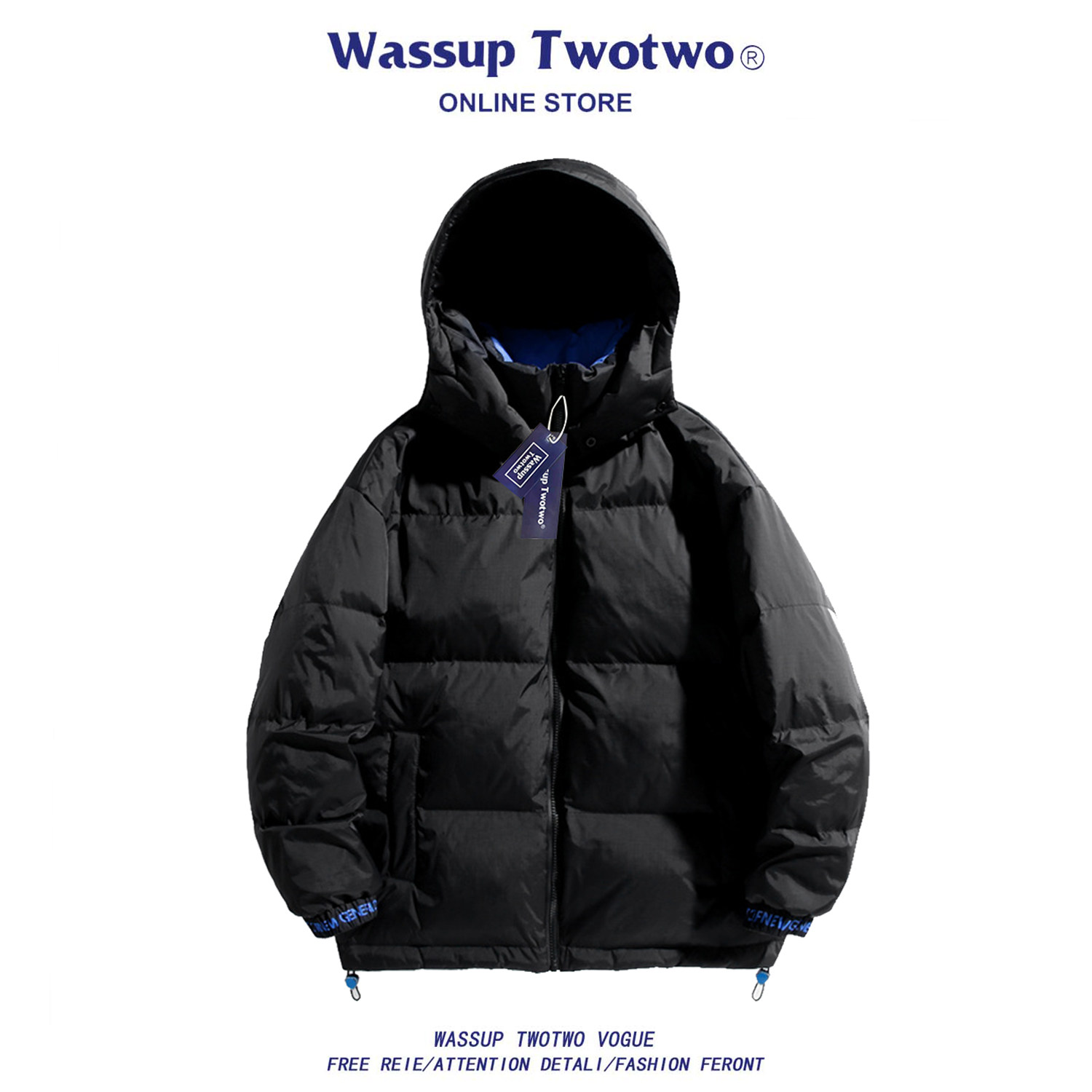 WASSUP TWO TWO美式立领羽绒服男款冬季痞帅保暖情侣同款羽绒外套