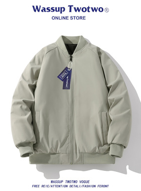 WASSUP TWO TWO冬季2025新款棉服男款棒球领棉衣加厚夹克宽松外套