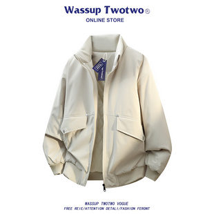 飞行夹克棉服冬季 WASSUP 潮牌工装 TWO美式 加厚青少年棉袄外套 TWO