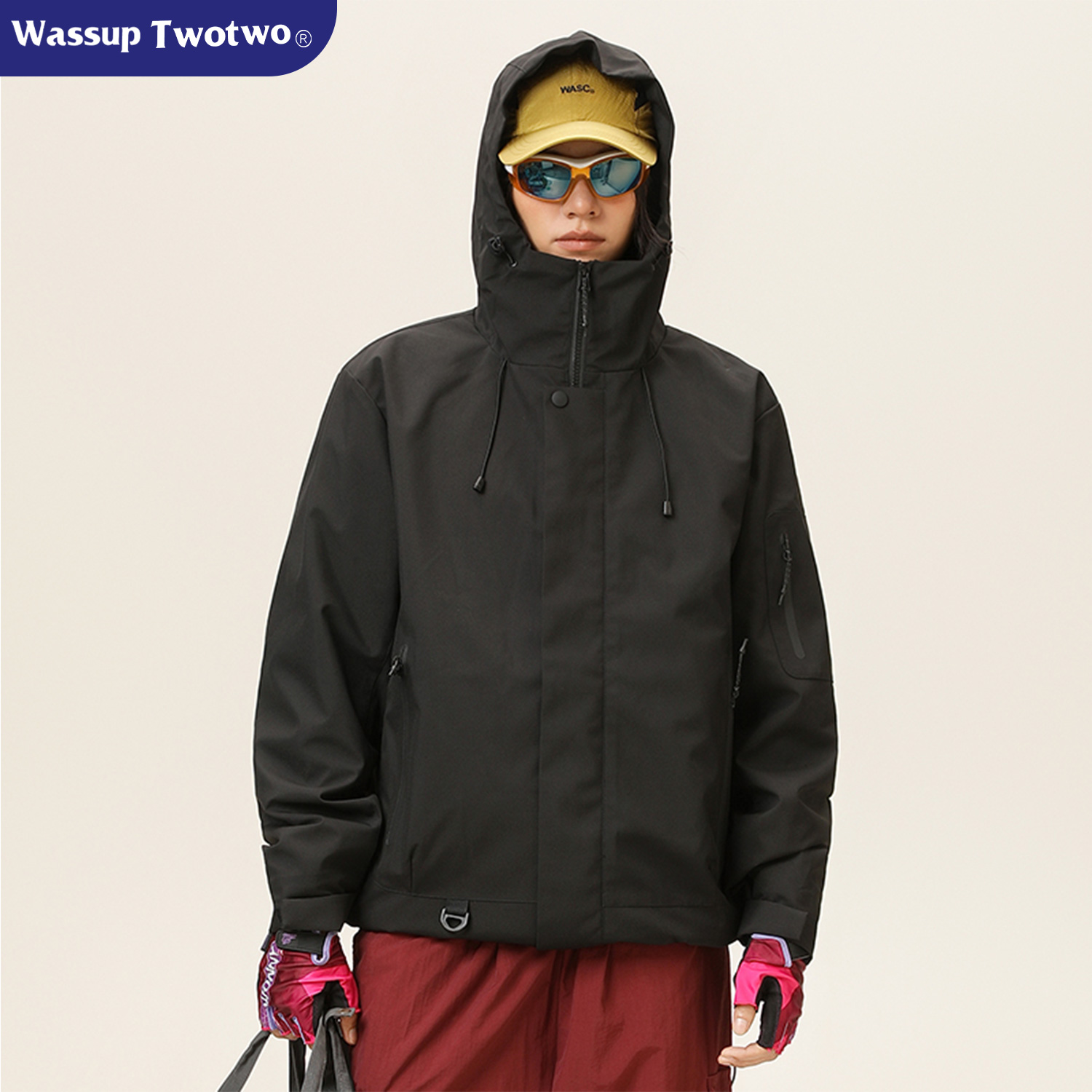 WASSUP TWO TWO户外三合一冲锋外套秋冬新款登山徒步防风防水夹克