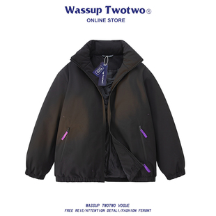 保暖加厚御寒休闲百搭宽松棉衣外套 TWO立领棉服男冬季 WASSUP TWO