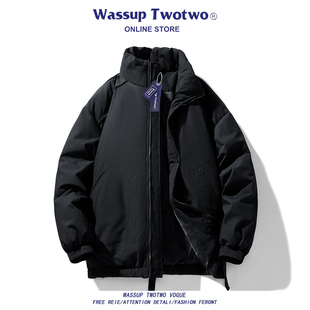 纯色立领棉服男加厚保暖外套情侣百搭休闲棉衣 TWO冬季 WASSUP TWO